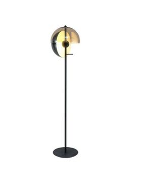 Modern Black Floor Lamp with Amber Glass Shade